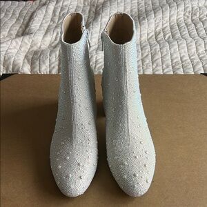 Betsey Johnson White Ankle Booties with Textured Design